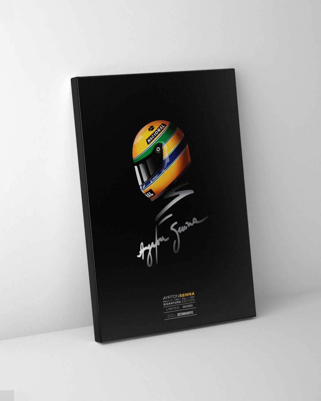 Ayrton Senna Signatre, Premium Canvas Print, Wall Art, LImited Edition, Side view