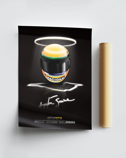 Ayrton Senna Imola poster, limitirana serija na premium saten papiru. 30x40 cm uramljen