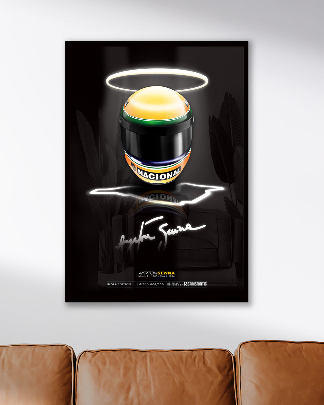 Ayrton Senna Imola poster, limitirana serija na premium saten papiru. uramljen