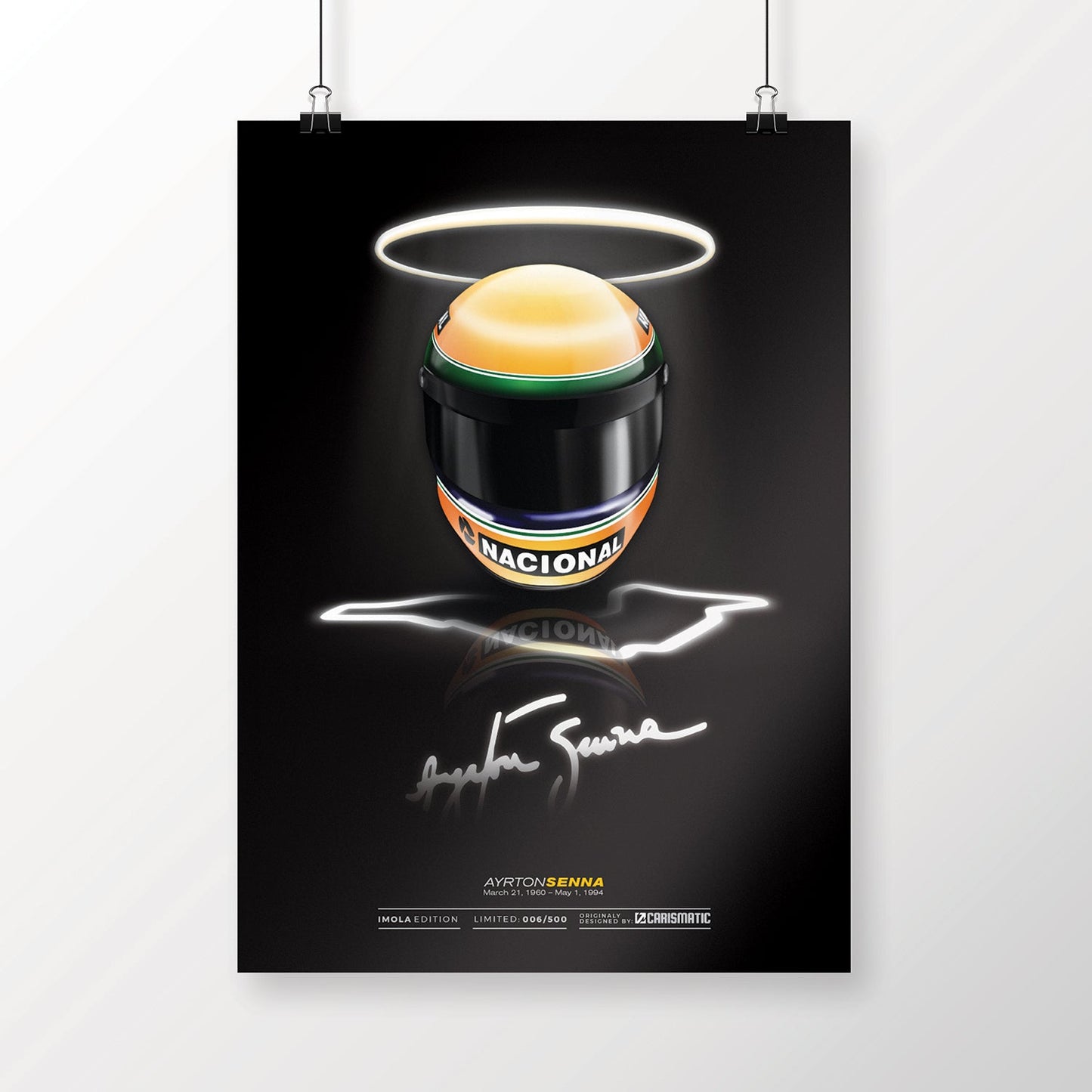 Ayrton Senna Imola Poster, saten papir bez rama